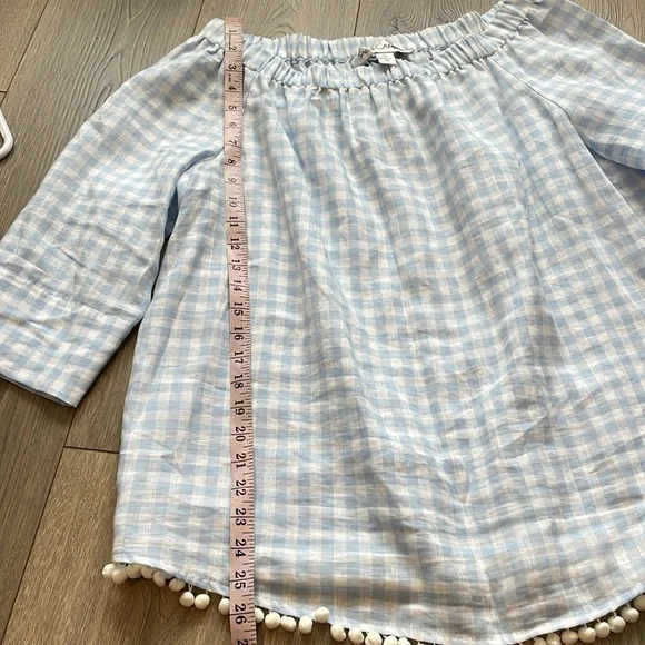 Sara Campbell Blue White Checkered Blouse - Picture 8 of 10